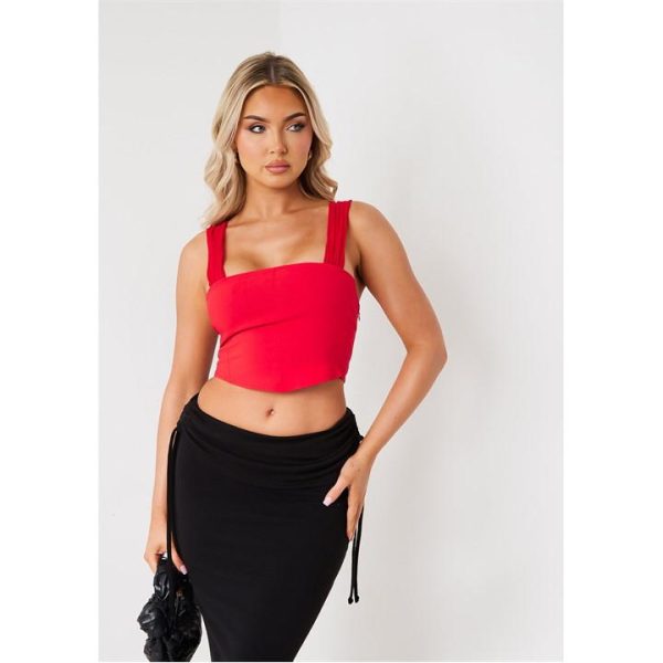 Missy Empire Sleeve Corset Top - Red