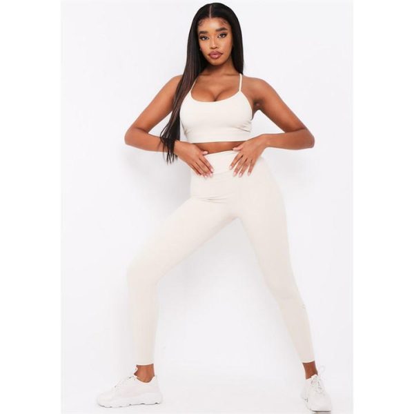 Missy Empire Sport Ruched Bum Gym Leggings - Beige