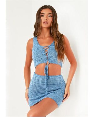 Missy Empire Up Detail Knit Top - Blue