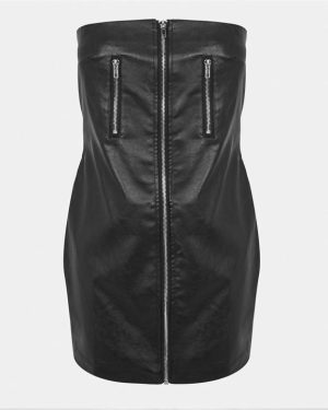 Missy Empire Zip Front Faux Leather Mini Dress Womens - Black