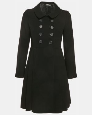 Miu Miu Black Wool Double Breasted Coat S