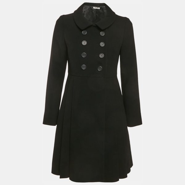 Miu Miu Black Wool Double Breasted Coat S