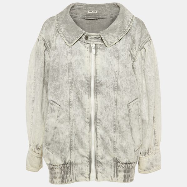 Miu Miu Grey Denim Club Sat June 2018 Oversized Jacket S