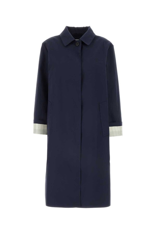 Miu Miu Navy Blue Cotton Trench Coat
