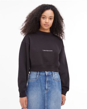 Mock Neck Cropped Crew Sweatshirt