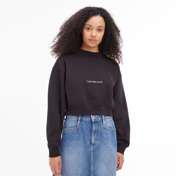 Mock Neck Cropped Crew Sweatshirt