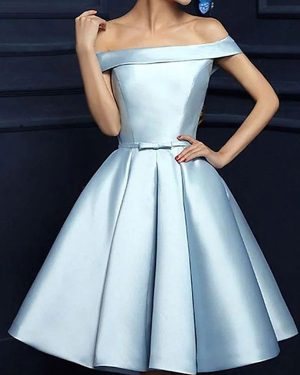 Modern With Homecoming Dress Short A-Line Bateau Neck Satin Party Dresses