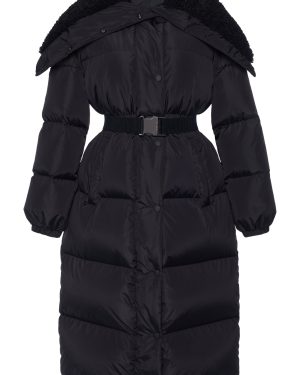 Moncler - Bruneaux Shearling-Trimmed Nylon Down Coat - Black - 2 - Moda Operandi