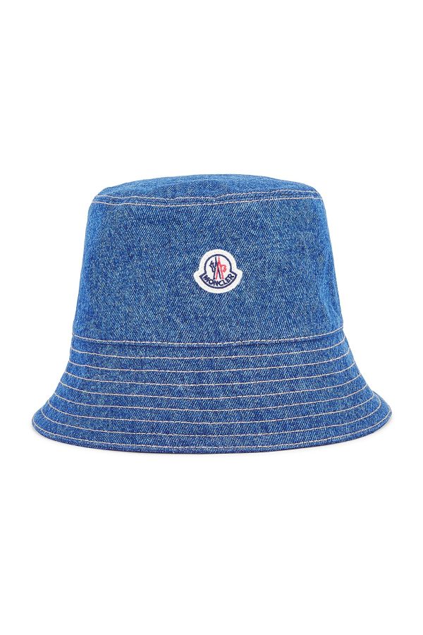 Moncler Bucket Hat in Blue - Denim-Medium. Size L (also in M).