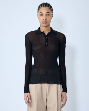 Moncler Logo Motif Polo Shirt - Woman Tops Black S