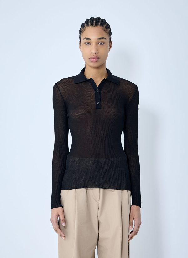 Moncler Logo Motif Polo Shirt - Woman Tops Black S