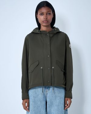 Moncler Noizay Short Parka Jacket - Woman Jackets Olive 00