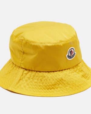 Moncler Yellow Logo Patch Nylon Bucket Hat S