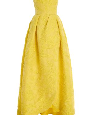 Monique Lhuillier - Strapless Ball Gown With Tulip Pleated Skirt - Brown - US 2 - Only At Moda Operandi