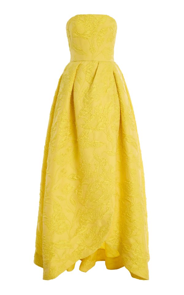 Monique Lhuillier - Strapless Ball Gown With Tulip Pleated Skirt - Brown - US 2 - Only At Moda Operandi