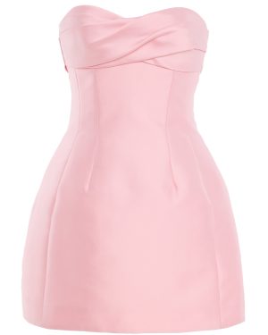 Monique Lhuillier - Strapless Draped Neckline Scultped Mini Dress - Light Pink - US 8 - Only At Moda Operandi