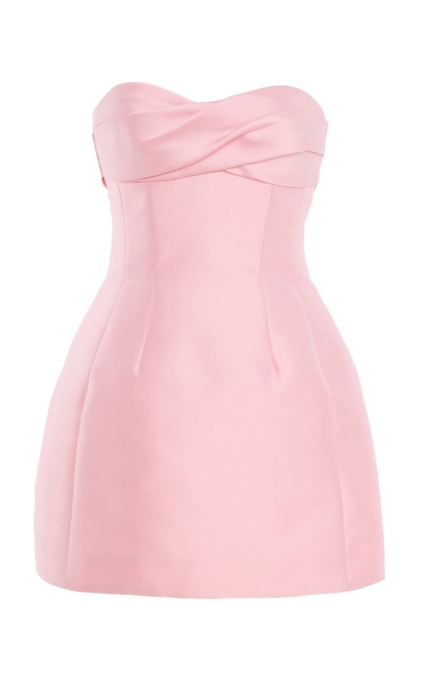 Monique Lhuillier - Strapless Draped Neckline Scultped Mini Dress - Light Pink - US 8 - Only At Moda Operandi