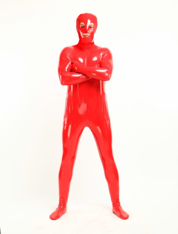 Morph Suit Red Unisex Open Mouth And Eyes Designed PVC BodySuit Clothes Costumes