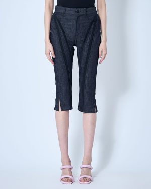 Mugler Capri Denim Cropped Pants - Woman Shorts Blue 26 - 27