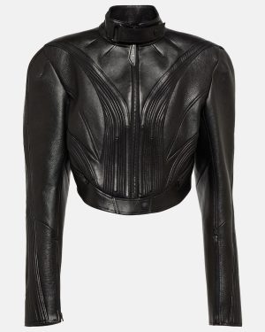 Mugler Cropped leather jacket