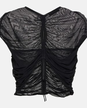 Mugler Cutout mesh crop top