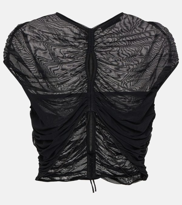 Mugler Cutout mesh crop top