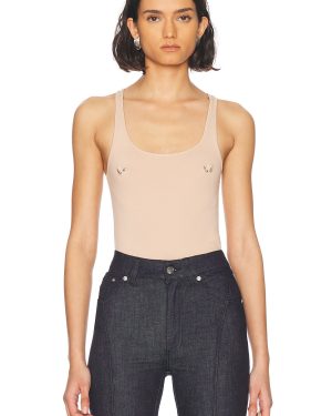 Mugler Piercing Bodysuit in Beige - Beige. Size L (also in XL).