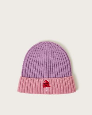 Mushroom Colour Block Rib Beanie Pink