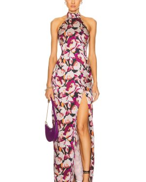 NICHOLAS Ramina Halter Neck Gown in Lanthea Floral Pinot - Wine. Size 8 (also in ).