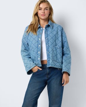 NOISY MAY Long Sleeve Quilt Denim Jacket