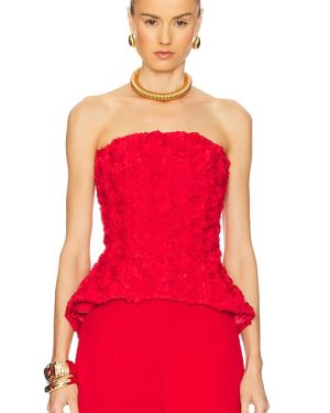 Nadine Merabi Peplum Flower Detail Top in Red. Size 6/SM.