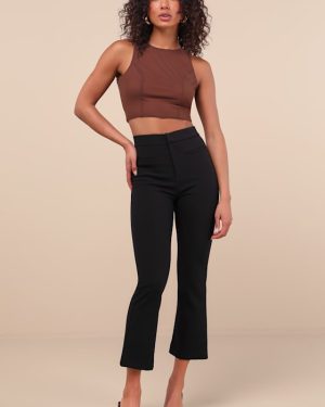 Nalini Black High-Rise Cropped Flare Trouser Pants