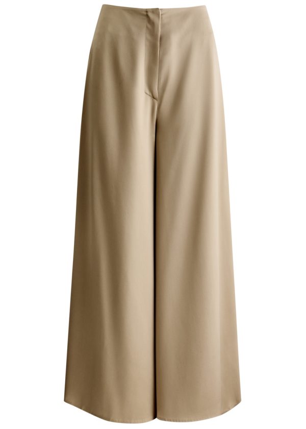Nanushka Zaniah Cropped Flared-leg Satin Trousers - Beige - M (UK12 / M)