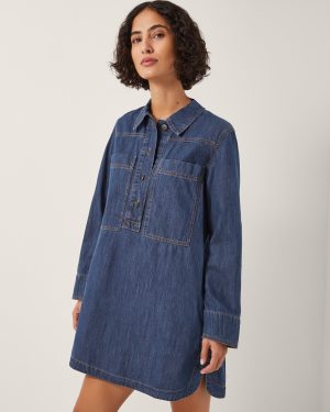 Nara Denim Tunic Shirt Dress Blue