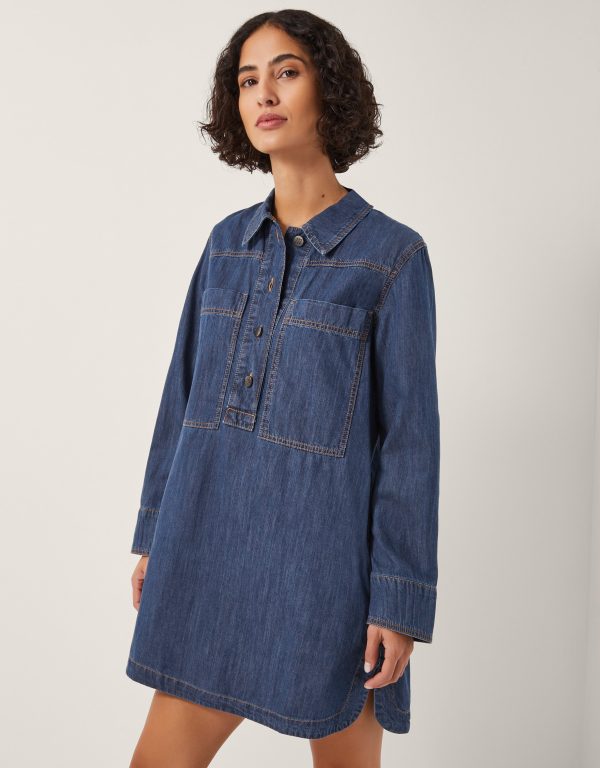 Nara Denim Tunic Shirt Dress Blue
