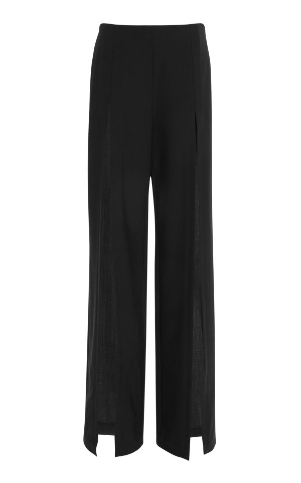 Nensi Dojaka - Front-Slit Tailored High-Rise Trousers - Black - S - Moda Operandi