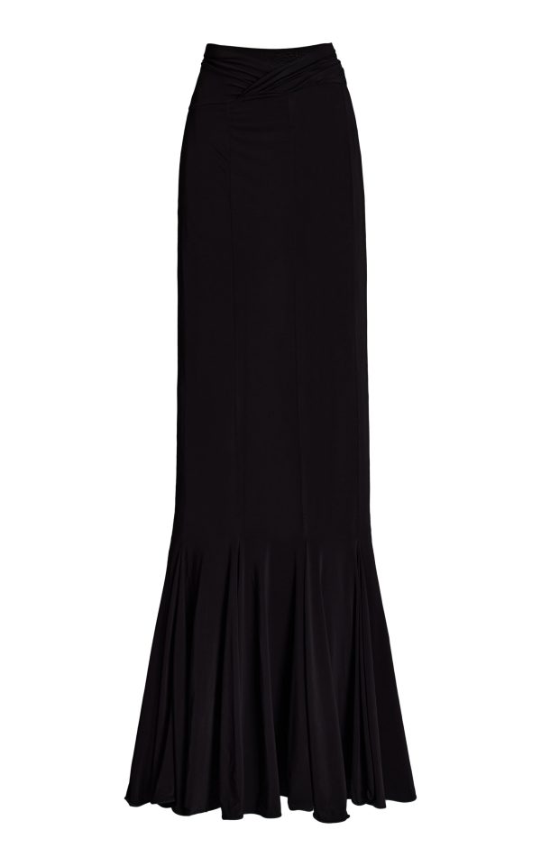 Nensi Dojaka - V-Waist Flared Jersey Maxi Skirt - Black - XS - Moda Operandi