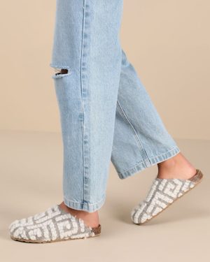 New Routine Beige and Natural Shearling Mules