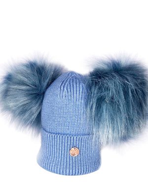 Newborn Blue Cashmere Pom Pom Beanie Hat