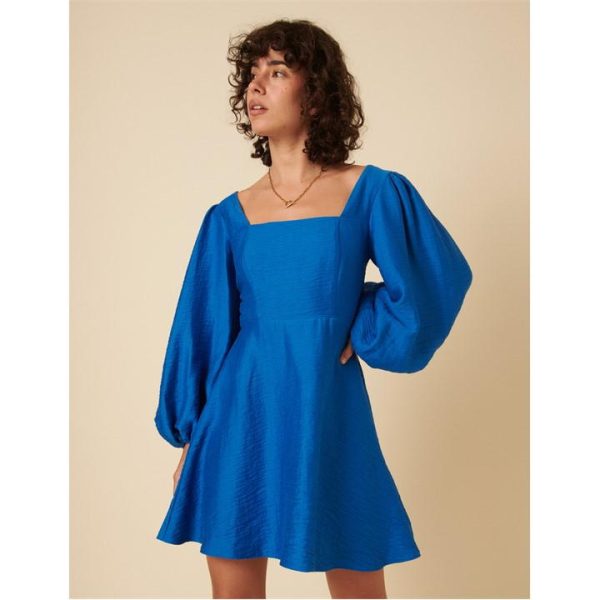 Nobodys Child Loredana Balloon Sleeve Mini Dress - Blue