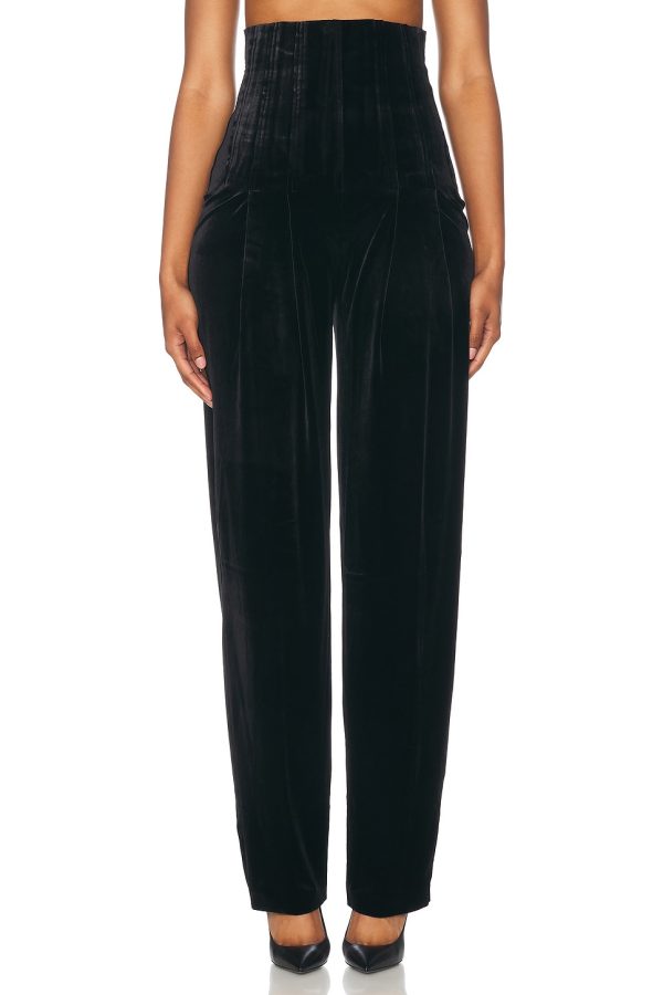 Norma Kamali High Waist Tailored Pleat Pant in Black - Black. Size S (also in XS).