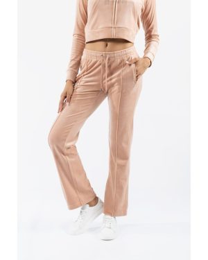 (Not Specified, M) Juicy Couture Velour Track Pant Polyester Women's Beige Joggers