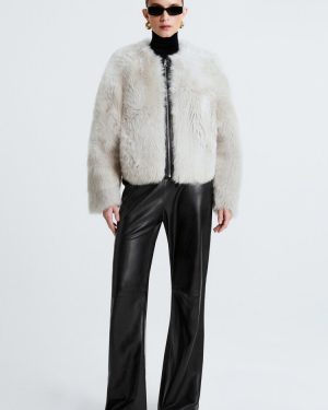 Nour Hammour - Dianne Lambskin Shearling Jacket - Light Grey - FR 36 - Moda Operandi