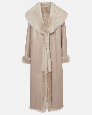 Nour Hammour Marlene shearling-lined suede coat