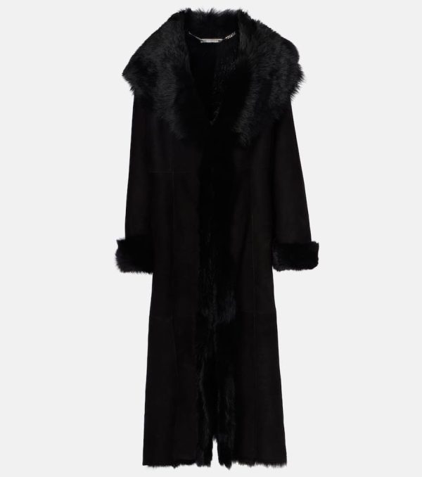 Nour Hammour Marlene shearling-trimmed suede coat