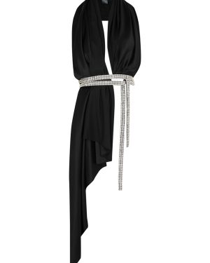Nue Studio Bianca Black Stretch-silk Satin Wrap top - One Size