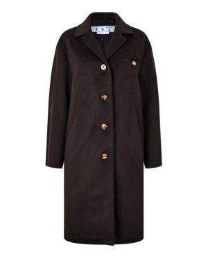 OFF WHITE Brushed Virgin Wool Blend Coat - Grey