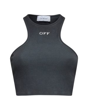OFF WHITE | Grey Off logo ribbed crop top | Women | M