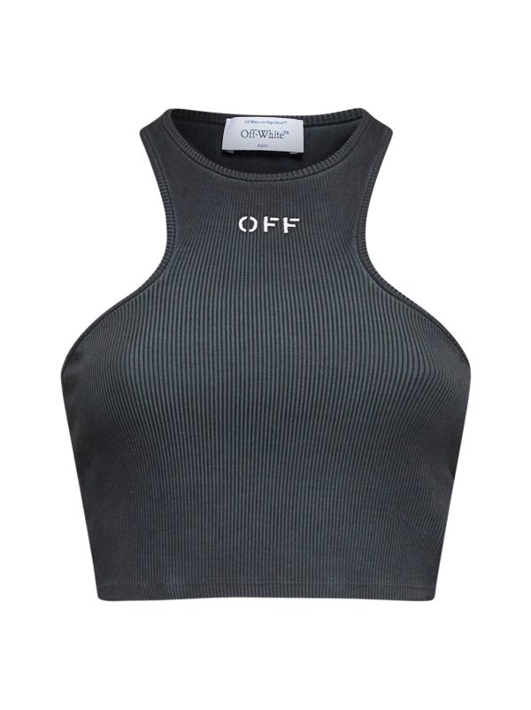 OFF WHITE | Grey Off logo ribbed crop top | Women | M