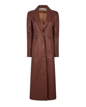 OFF WHITE Long Leather Jacket - Brown